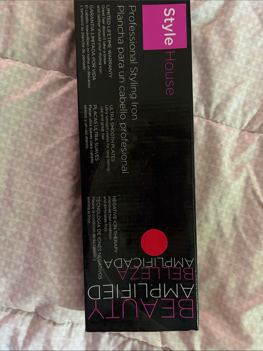 Style House Professional Styling Iron - Black with Pink Accents
